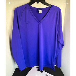 Mizuno Men's XL Purple V-Neck Long Sleeve Moisture Wicking Athletic Shirt
